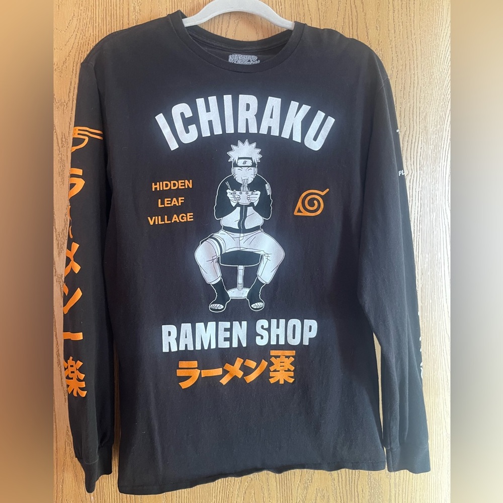 Ripple Junction Ichiraku Ramen Black and Orange Long Sleeve Shirt